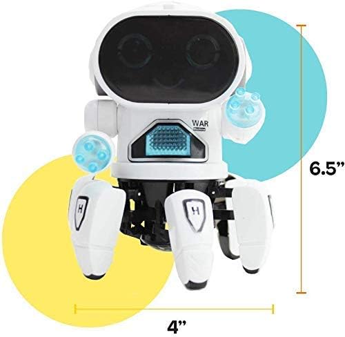 Dancing robot toy moving with multi-directional feet and rotating arms