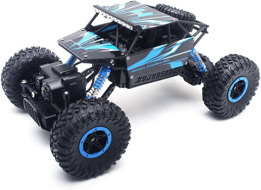 RC rock crawler car climbing rocks - 45 degree incline capability