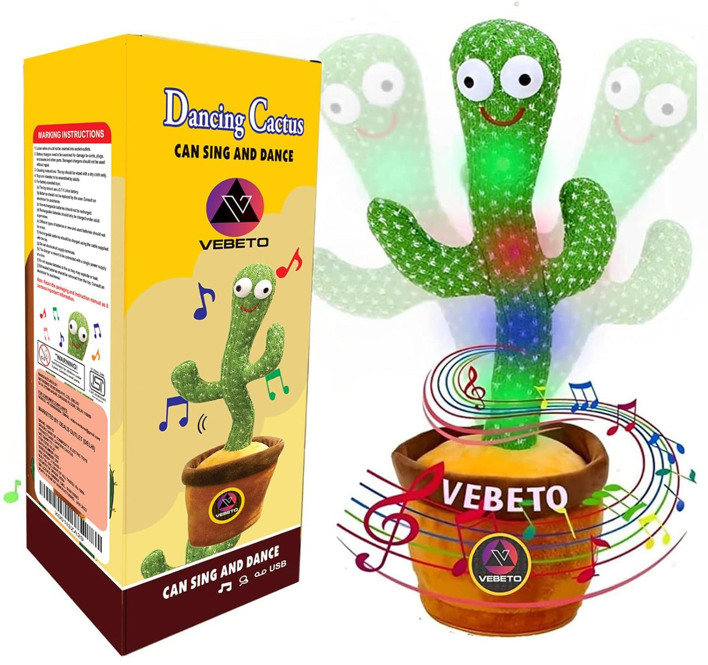 Dancing Cactus Toy - Talking Singing Plush for Kids