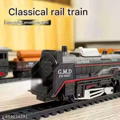 Electric Train Toy Set for Kids - Smoke, Sound & Tracks