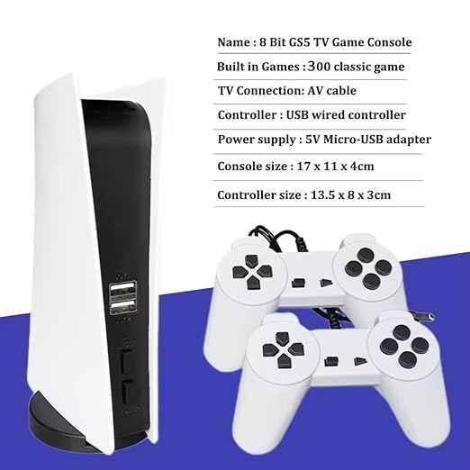 GS5 Retro Game Console - 300 Games, Plug & Play for TV