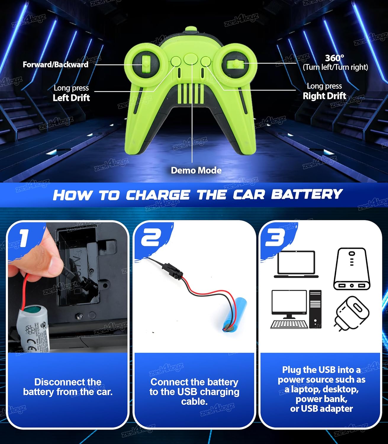 RC Truck for Kids 1:12 4x4 with LED Lights