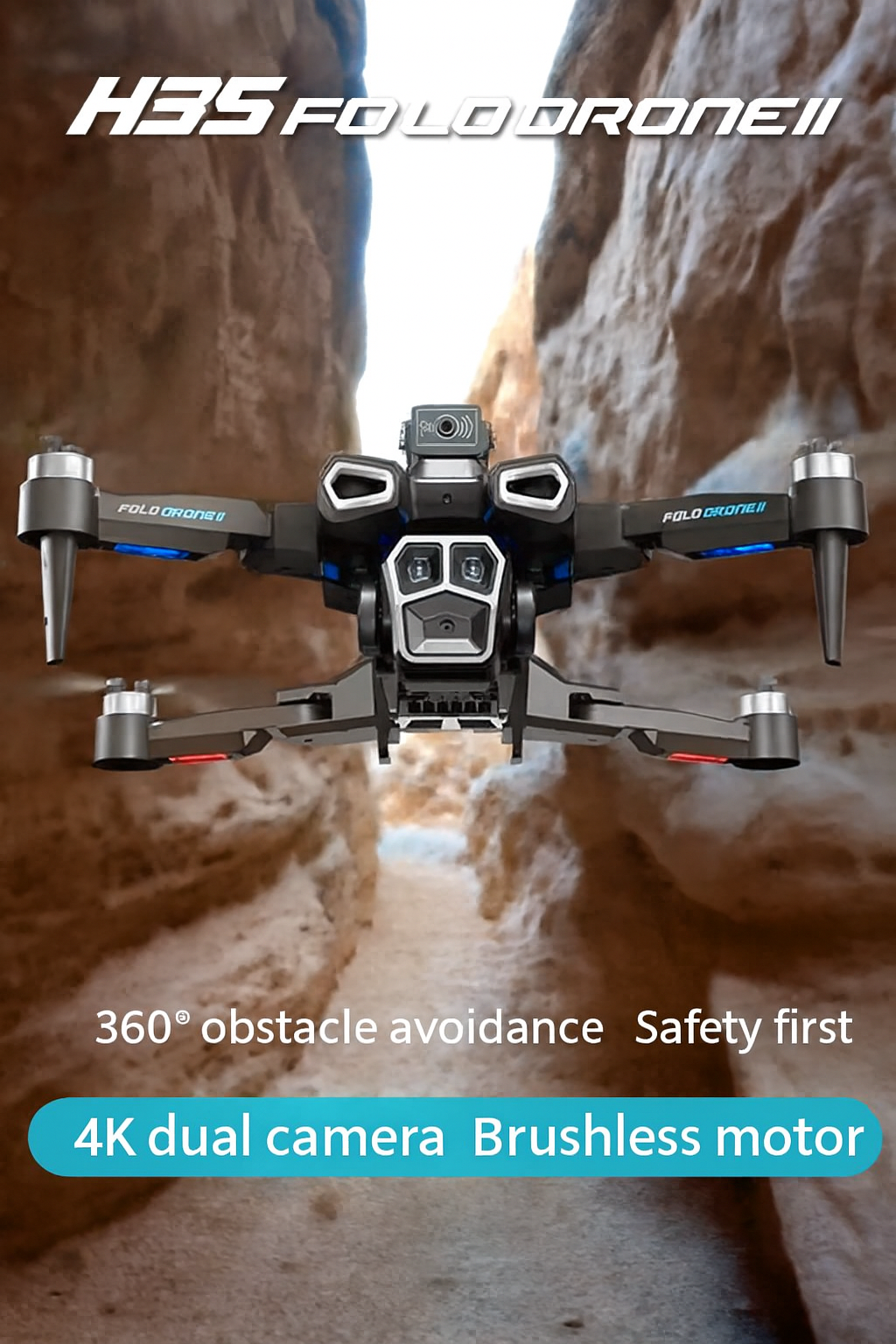 H35 HD dual camera optical flow hovering drone - complete package with remote control, storage case, battery, and accessories