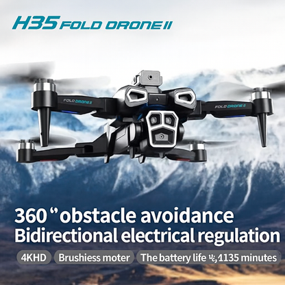 H35 optical flow hovering drone in retail packaging - premium camera drone with dual HD cameras and complete accessory set