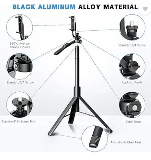 Bluetooth Selfie Stick Tripod with LED Light