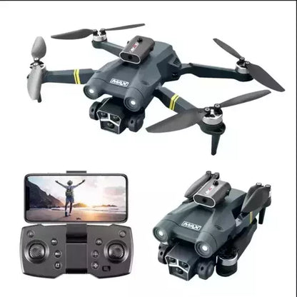 Professional drone with camera showing FPV real-time transmission and LED lights for adults