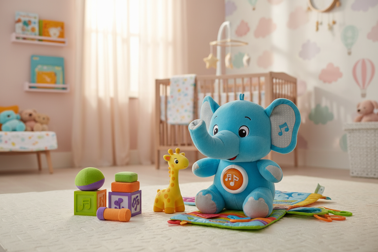 Elephant Musical Toy in Nursery Setting