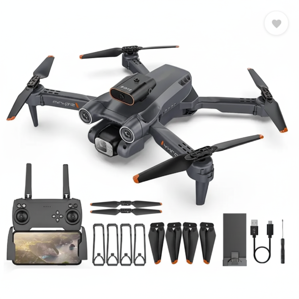 Fitpro P-12 Pro 4K foldable drone with WiFi camera and obstacle avoidance sensors