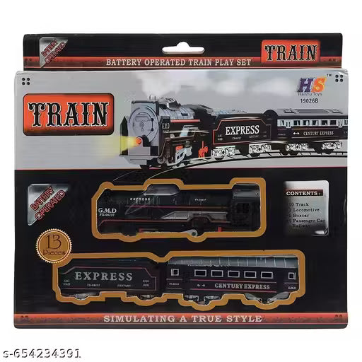 Electric Train Toy Set for Kids - Smoke, Sound & Tracks