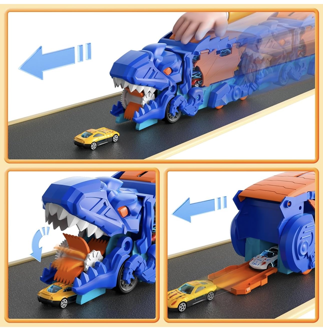 Dinosaur carrier truck toy for toddlers - 16 piece car collection playset