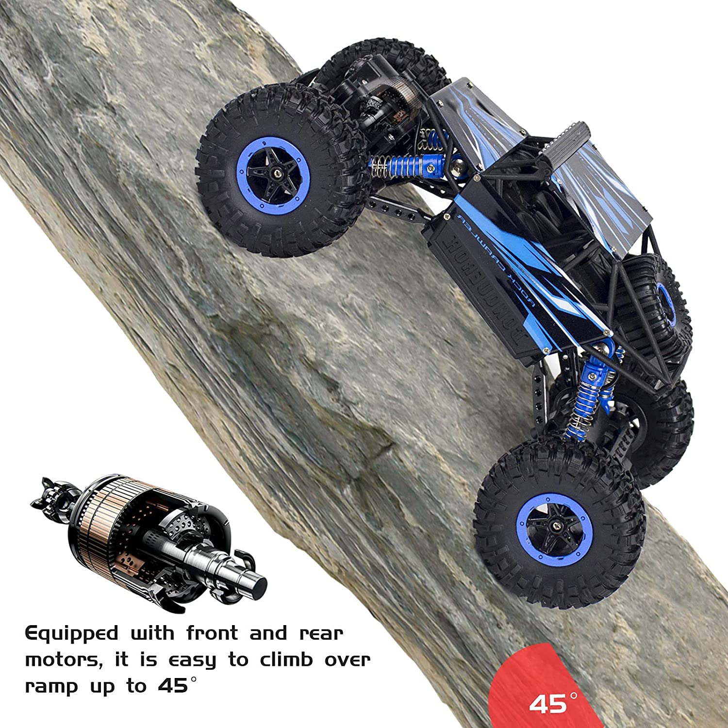 RC monster truck with dual rechargeable batteries included