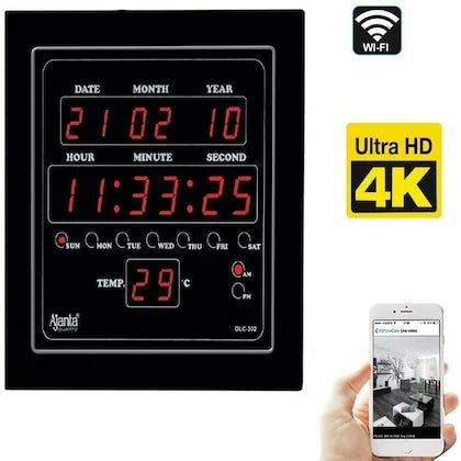 WiFi Security Camera-Wall Clock Hidden Cam, 4K, Night Vision