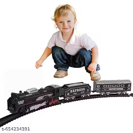 Electric Train Toy Set for Kids - Smoke, Sound & Tracks