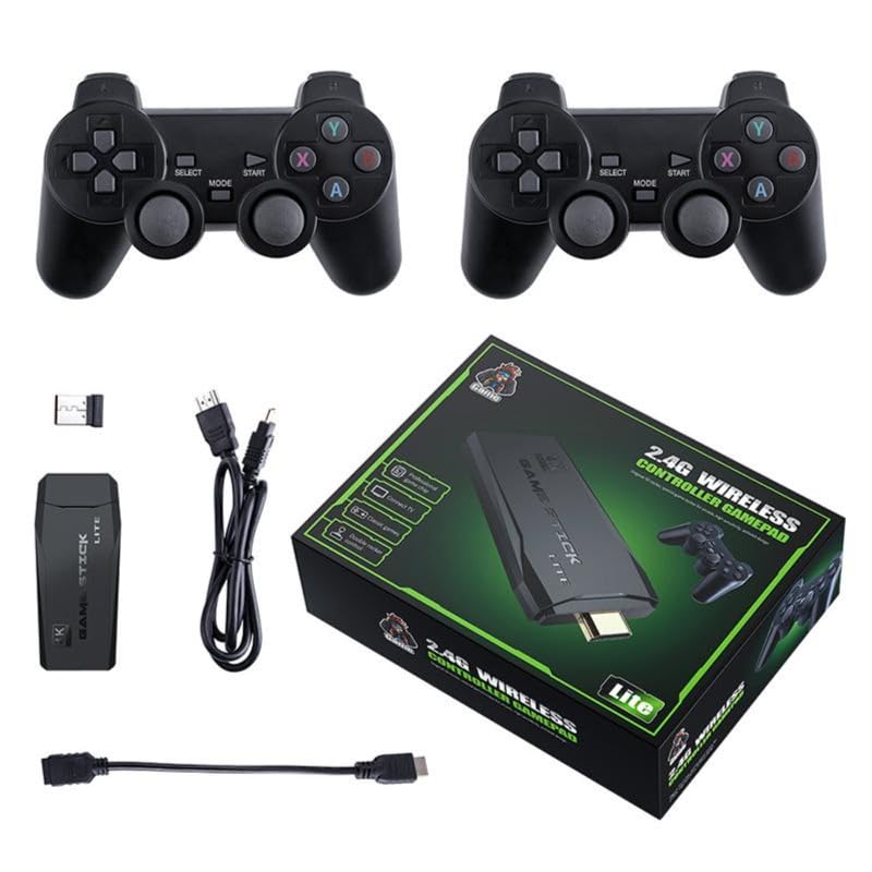 Retro gaming console with wireless HDMI and 2 controllers - classic video game system